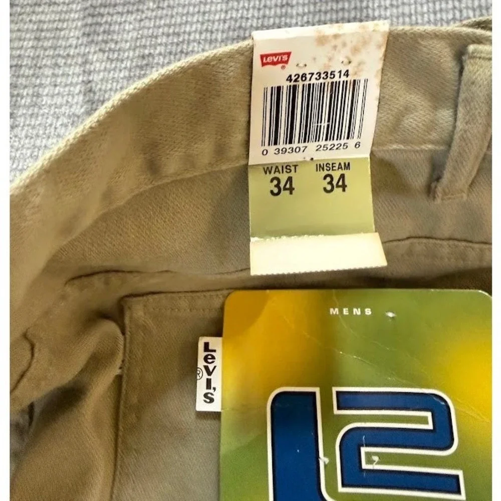 Levis L2 Khakis Mens 34x34 Vintage Cargo Carpenter Pants Straight Tan Deadstock